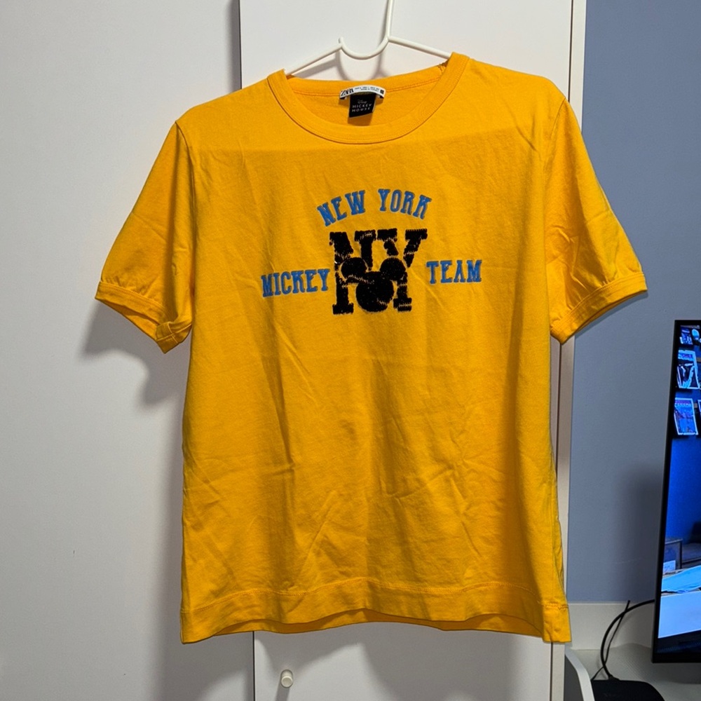 Zara New York Mickey Team Yellow T-Shirt